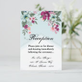 Carte de réception 3,5x5 Fleur tropicale sur Blue (Debout devant)