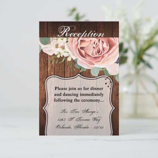 Carte de réception 3,5x5 Rose géométrique Barre Bo (Debout devant)