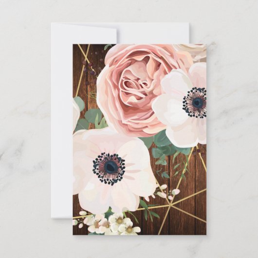 Carte de réception 3,5x5 Rose géométrique Barre Bo (Dos)