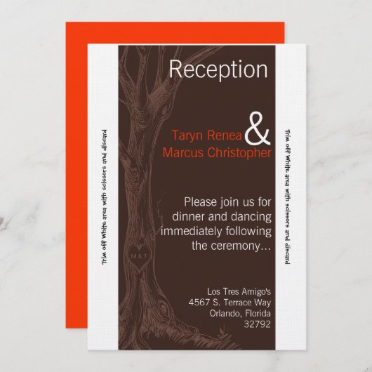 Carte de réception 3,5x7 Arbre d'automne initial (Devant / Derrière)