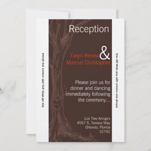 Carte de réception 3,5x7 Arbre d'automne initial (Devant)