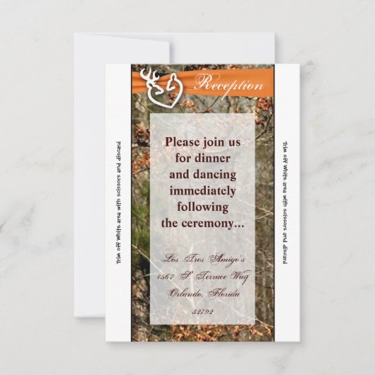 Carte de réception 3,5x7 Couple de cerfs Camouflag (Devant)