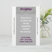 Carte de réception 3,5x7 Damassé gris moderne (Debout devant)