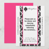 Carte de réception 3,5x7 Damassé Noir Rose (Devant / Derrière)