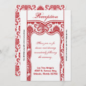 Carte de réception 3,5x7 Damassé rouge et blanc (Devant / Derrière)