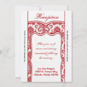 Carte de réception 3,5x7 Damassé rouge et blanc (Devant)