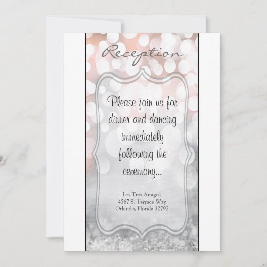 Carte de réception 3,5x7 Glitz rose paillettes (Devant)