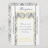 Carte de réception 3,5x7 gris jaune damassé (Devant / Derrière)