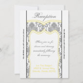 Carte de réception 3,5x7 gris jaune damassé (Devant)