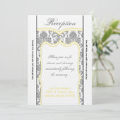 Carte de réception 3,5x7 gris jaune damassé (Debout devant)