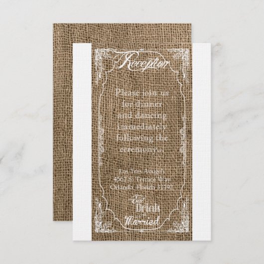 Carte de réception 3,5x7 Manger Boire Se Marier Bu (Devant / Derrière)