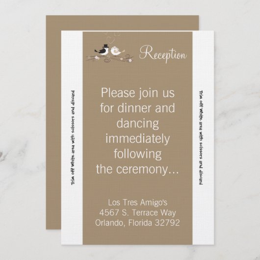 Carte de réception 3,5x7 Mariage Bird Brid (Devant / Derrière)