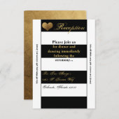 Carte de réception 3,5x7 moderne rayure noir blanc (Devant / Derrière)