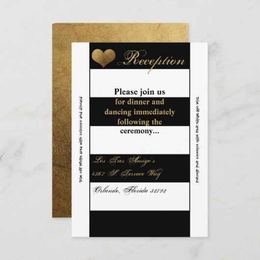 Carte de réception 3,5x7 moderne rayure noir blanc (Devant / Derrière)