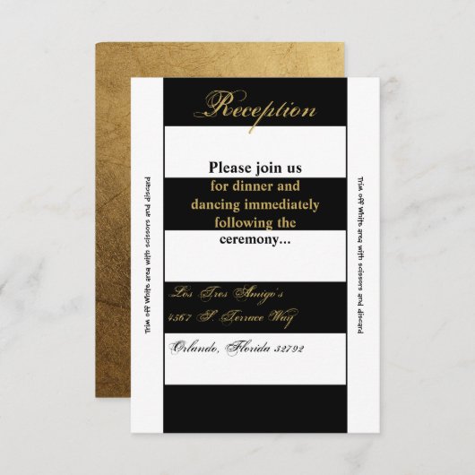 Carte de réception 3,5x7 moderne rayure noir blanc (Devant / Derrière)