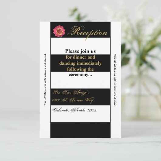 Carte de réception 3,5x7 Moderne Rayure Noir Blanc (Debout devant)