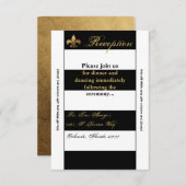 Carte de réception 3,5x7 moderne rayure noir blanc (Devant / Derrière)