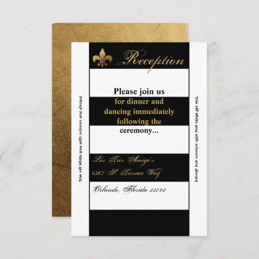 Carte de réception 3,5x7 moderne rayure noir blanc (Devant / Derrière)