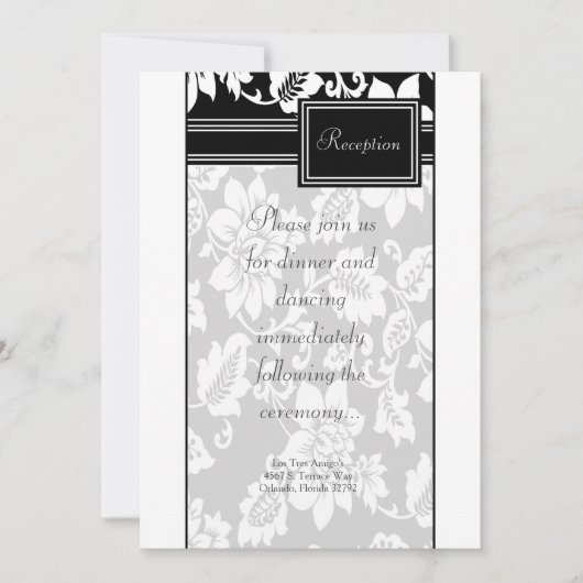 Carte de réception 3,5x7 Noir et Blanc Filigrane (Devant)
