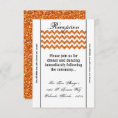 Carte de réception 3,5x7 Orange Pailleté Chevron R (Devant / Derrière)