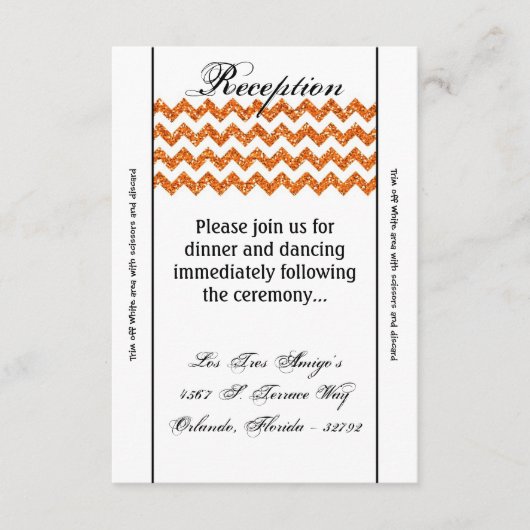 Carte de réception 3,5x7 Orange Pailleté Chevron R (Devant)