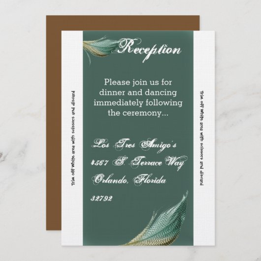 Carte de réception 3,5x7 Plumes de caille d'animal (Devant / Derrière)