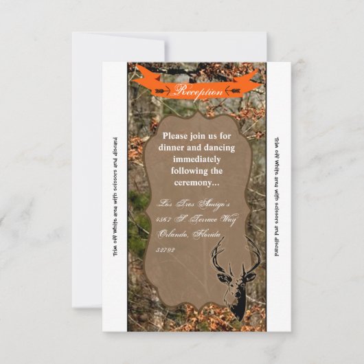 Carte de réception 3,5x7 Tête de cerf chasse camou (Devant)