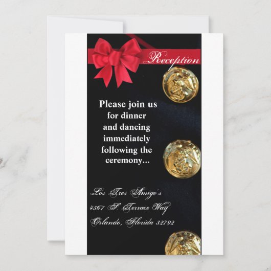 Carte de réception 3,5x7 Uniforme de cérémonie ble (Devant)