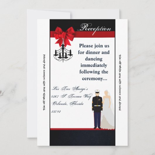 Carte de réception 3,5x7 Uniforme marine Marié (Devant)