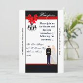 Carte de réception 3,5x7 Uniforme marine Marié (Debout devant)