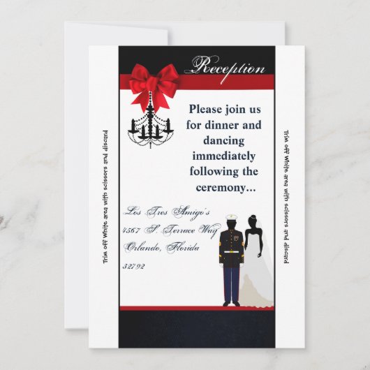 Carte de réception 3,5x7 Uniforme marine Marié (Devant)