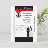 Carte de réception 3,5x7 Uniforme marine Marié (Debout devant)