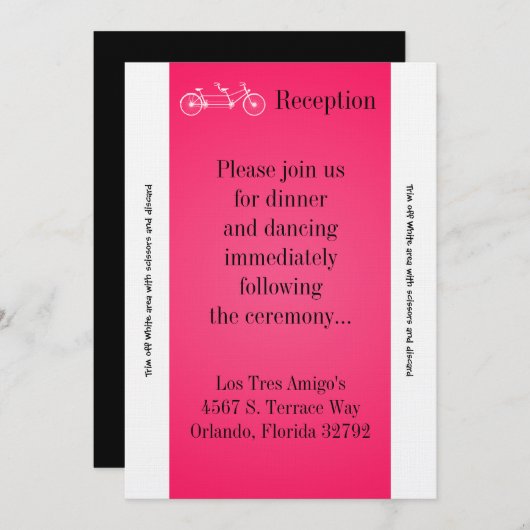 Carte de réception 3,5x7 Vélo double rose (Devant / Derrière)