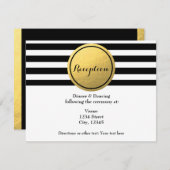 Carte de réception à cercle doré et rayures noir e (Devant / Derrière)