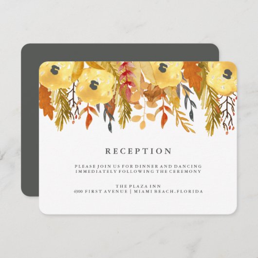 Carte de réception à l'aquarelle automnale charman (Devant / Derrière)