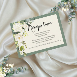 Carte de réception à l'aquarelle florale verte élé