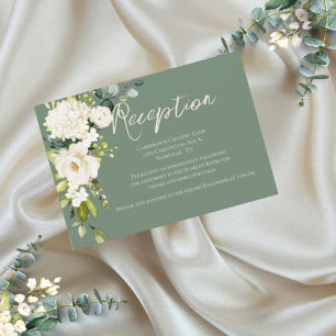 Carte de réception à l'aquarelle florale verte élé
