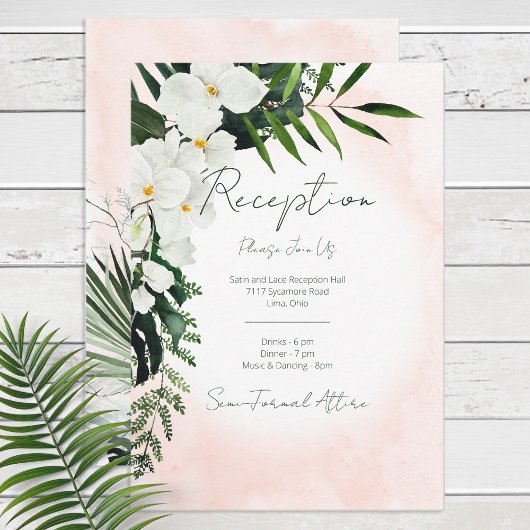 Carte de réception aquarelle Boho Tropical Blush