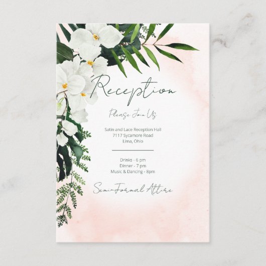 Carte de réception aquarelle Boho Tropical Blush (Devant)