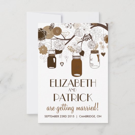 Carte de réception automnale avec pots Mason marro (Dos)