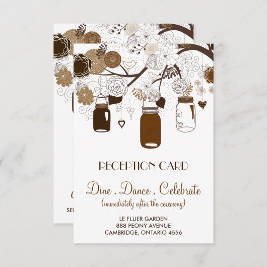 Carte de réception automnale avec pots Mason marro (Devant / Derrière)