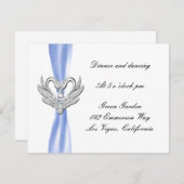 Carte de réception aux cygnes argentés Ruban Bleu (Devant / Derrière)