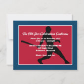 Carte de réception Bar Mitzvah rouge marine baseba (Dos)