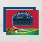 Carte de réception Bar Mitzvah rouge marine baseba (Devant / Derrière)