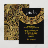 Carte de réception Bat mitzvah circulaire GOLDEN (Devant / Derrière)