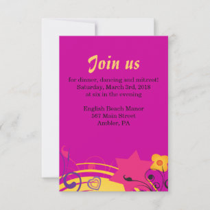 Carte de réception Bat mitzvah Fille Power Bright