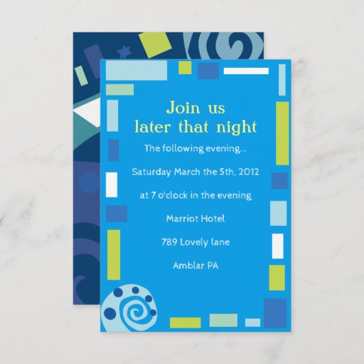 Carte de réception Bat mitzvah NOAH'S WAVES Bar (Devant / Derrière)