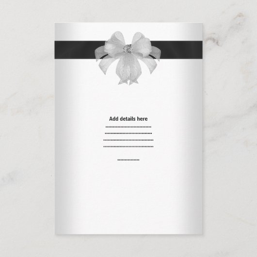 Carte de réception Black White Diamond Universal (Dos)