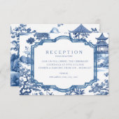 Carte de réception bleue Chinoiserie (Devant / Derrière)