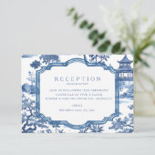 Carte de réception bleue Chinoiserie (Debout devant)